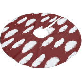 Chic Red and White Feathers Polyester Weihnachtsbaumdecke (Schrägansicht)