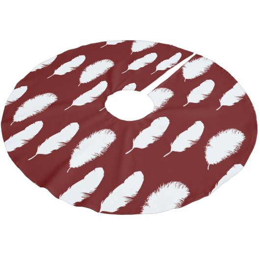 Chic Red and White Feathers Polyester Weihnachtsbaumdecke (Schrägansicht)