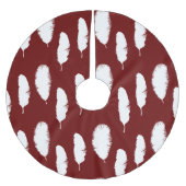 Chic Red and White Feathers Polyester Weihnachtsbaumdecke (Vorderseite)