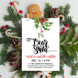 Chic Red and White Lieber Santa Mistletoe Wasserfa Einladung