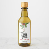 Chic Red and White Lieber Santa Mistletoe Wasserfa Weinetikett (Vorderseite)