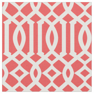 Chic Red and White Trellis Lattice Muster Stoff