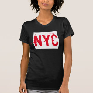 Chic Red auf Black New York City Shirt, Trendy NYC T-Shirt