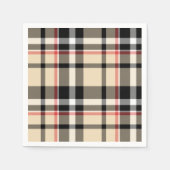 Chic Red Beige Schwarz-weiße Karierte Streifen Mus Serviette (Vorderseite)