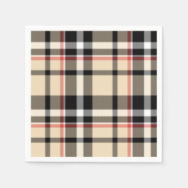 Chic Red Beige Schwarz-weiße Karierte Streifen Mus Serviette