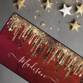 Chic Red Black and Gold Glitzer Tropfen Monogramm Schreibtischunterlage