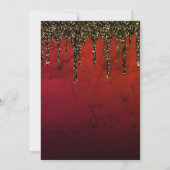 Chic Red Black and Gold Glitzer Tropfen Weihnachte Einladung (Rückseite)