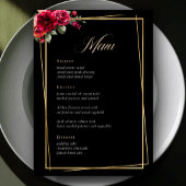 Chic Red Black Blues Hochzeitsmenü Menükarte