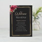 Chic Red Black Blues Hochzeitsprogramm Programm (Stehend Vorderseite)