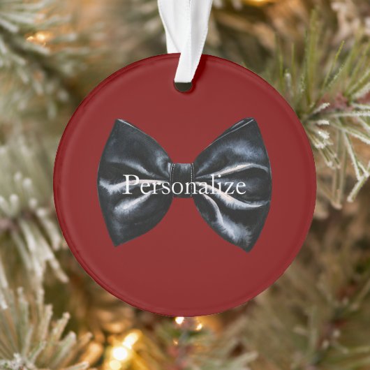 Chic Red Black Bow Krawatte Personalisiert Ornament (Baum)