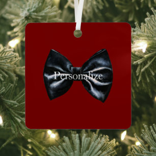 Chic Red Black Bow Krawatte Personalisiert Ornament Aus Metall
