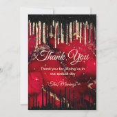 Chic red black dripping Glitzer monogram Vielen Da Karte (Vorderseite)