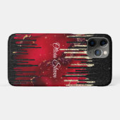 Chic red black drippings Glitzer monogram Case-Mate iPhone Hülle (Rückseite (Horizontal))