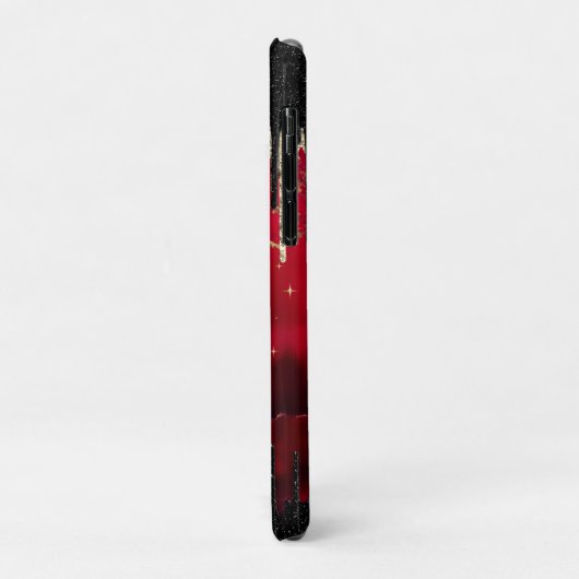Chic red black drippings Glitzer monogram Case-Mate iPhone Hülle (Hinten/Links)