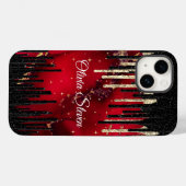 Chic red black drippings Glitzer monogram Case-Mate iPhone Hülle (Rückseite (Horizontal))