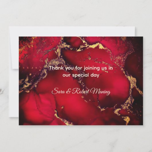 Chic red black drippings Glitzer monogram Dankeskarte (Rückseite)