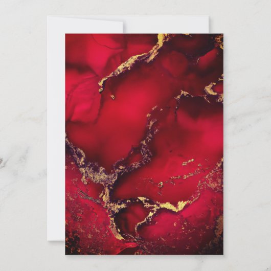 Chic red black drippings Glitzer monogram Einladung (Rückseite)