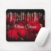 Chic red black drippings Glitzer monogram Mousepad (Mit Mouse)