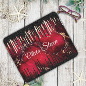 Chic red black drippings Glitzer monogram Mousepad