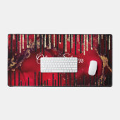 Chic red black drippings Glitzer monogram Schreibtischunterlage (Tastatur & Maus)