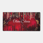 Chic red black drippings Glitzer monogram Schreibtischunterlage (Vorderseite)