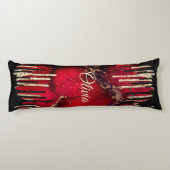 Chic red black drippings Glitzer monogram Seitenschläferkissen (Rückseite)