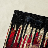 Chic red black drippings Glitzer monogram Strandtuch (Beispiel)