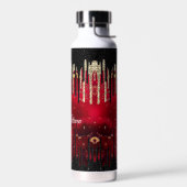 Chic red black drippings Glitzer monogram Trinkflasche (Links)
