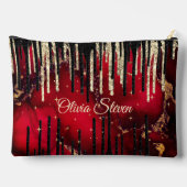 Chic red black drippings Glitzer monogram Zubehörtasche (Rückseite)