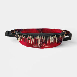 Chic red black drippings Glitzer Monogramm gedruck Bauchtasche