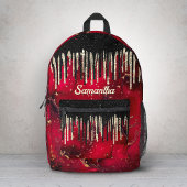 Chic red black drippings Glitzer Monogramm gedruck Bedruckter Rucksack