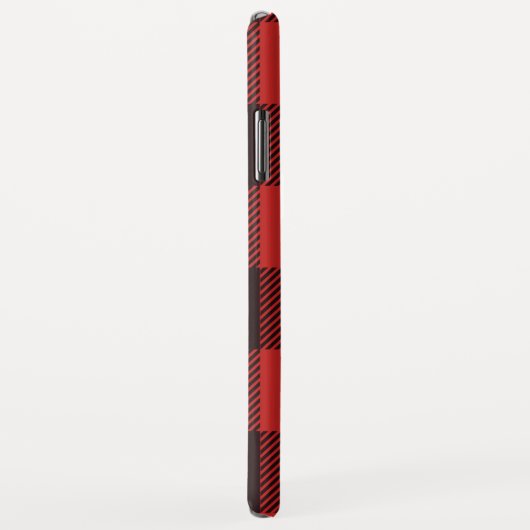 Chic Red & Black Flannel Monogram Kariert Case-Mate iPhone Hülle (Hinten/Rechts)