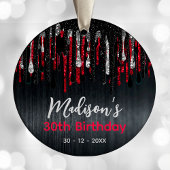 Chic Red Black Glitzer Tropfen jedes Alter Geburts Keramik Ornament