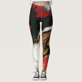 Chic Red Black & Gold Leggings