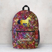 Chic red black iridescent Imitats Glitzer unicorn Bedruckter Rucksack