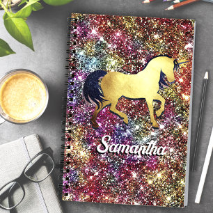 Chic red black iridescent Imitats Glitzer unicorn Notizblock