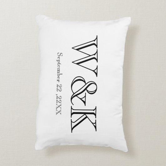 Chic red black monogram wedding keepsake  dekokissen (Rückseite(Vertikal))