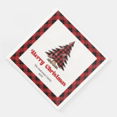 Chic Red Black Plaid Christmas Napkin Personalized Serviette (Ecke)