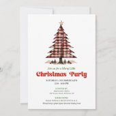 Chic Red Black Plaid Christmas Party Invitation Einladung (Vorderseite)