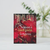 Chic Red Black Tropfens Glitzer Weihnachten neues  Postkarte (Stehend Vorderseite)