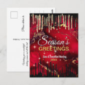 Chic Red Black Tropfens Glitzer Weihnachten neues  Postkarte (Vorne/Hinten)