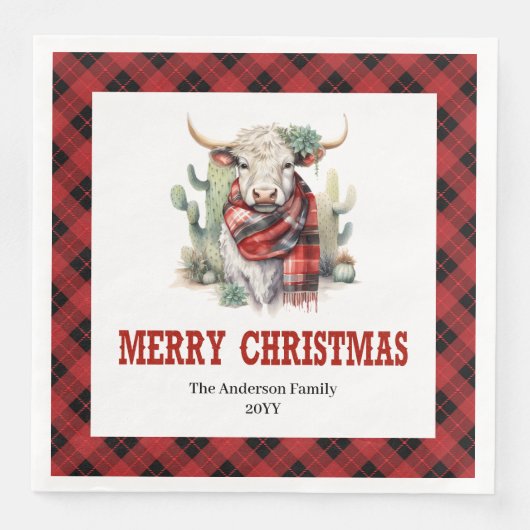 Chic Red black Western napkins for Christmas table Serviette (Vorderseite)