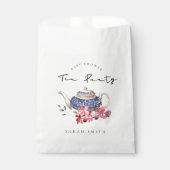 Chic Red Blue Floral Teapot Kinderdusche Tee Party Geschenktütchen (Vorderseite)
