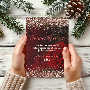 Chic Red Blume Gold Glitzer Weihnachten neues Jahr