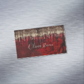 Chic Red Blume Gold Tropfen Glitzer Monogramm Magnetische Visitenkarte (Beispiel)