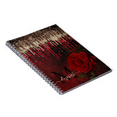 Chic Red Blume Gold Tropfen Glitzer Monogramm Notizblock (Rechte Seite)