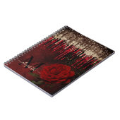 Chic Red Blume Gold Tropfen Glitzer Monogramm Notizblock (Linke Seite)