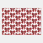 Chic Red Bow Floral Christmas Geschenkpapier Set (Vorderseite 3)