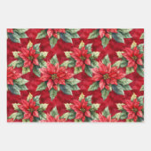 Chic Red Bow Floral Christmas Geschenkpapier Set (Vorderseite 2)