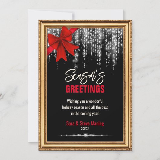 Chic red bow Glitzer Leuchten Weihnachts-Neujahr (Vorderseite)